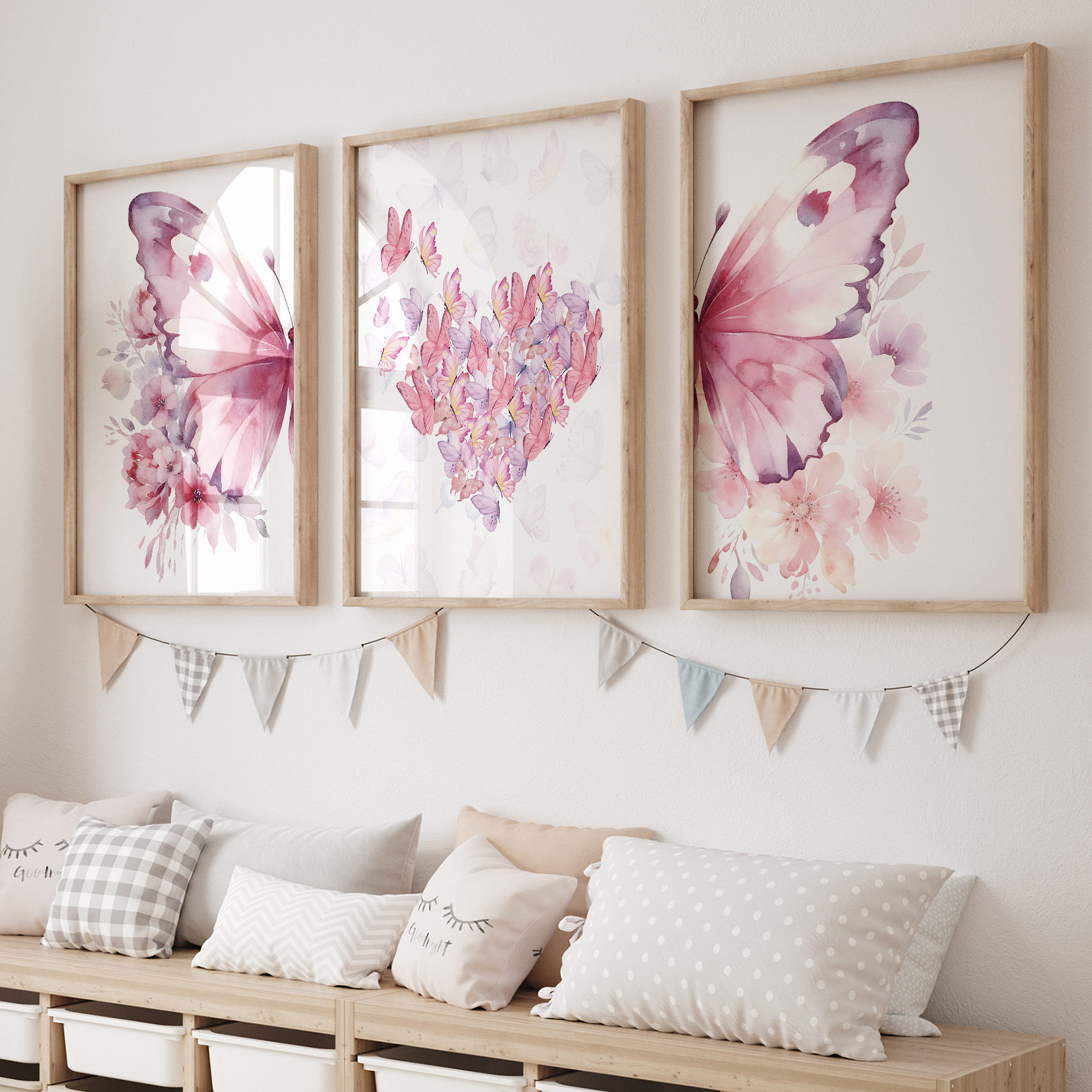Photography Gallery - 3pcs Cartoon Children Pink Love Butterfly