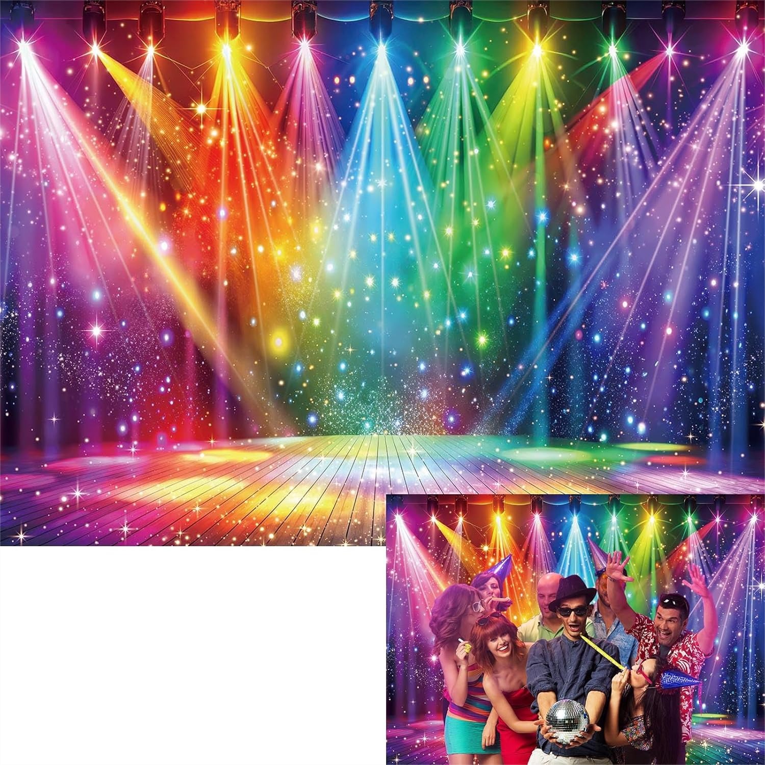 Photography Lighting - Disco Backdrop 7x5FT Colorful Stage Music