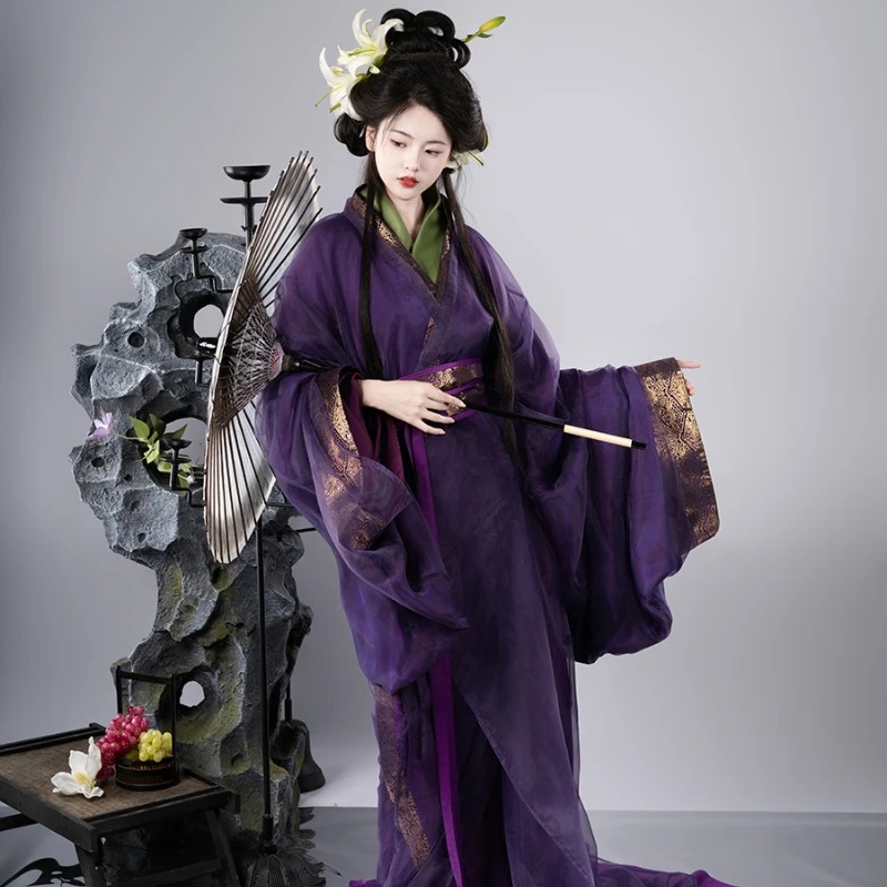 Photography Of War - Hanfu Warring States Robe Restoration Purple-green