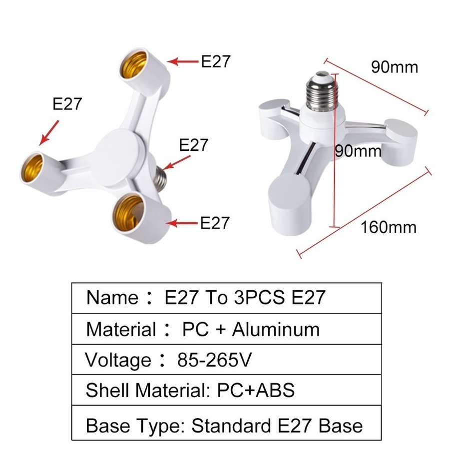 Bulbs Socket 3In1 E27 to E27 e - Photography Bulb avaliação e preço