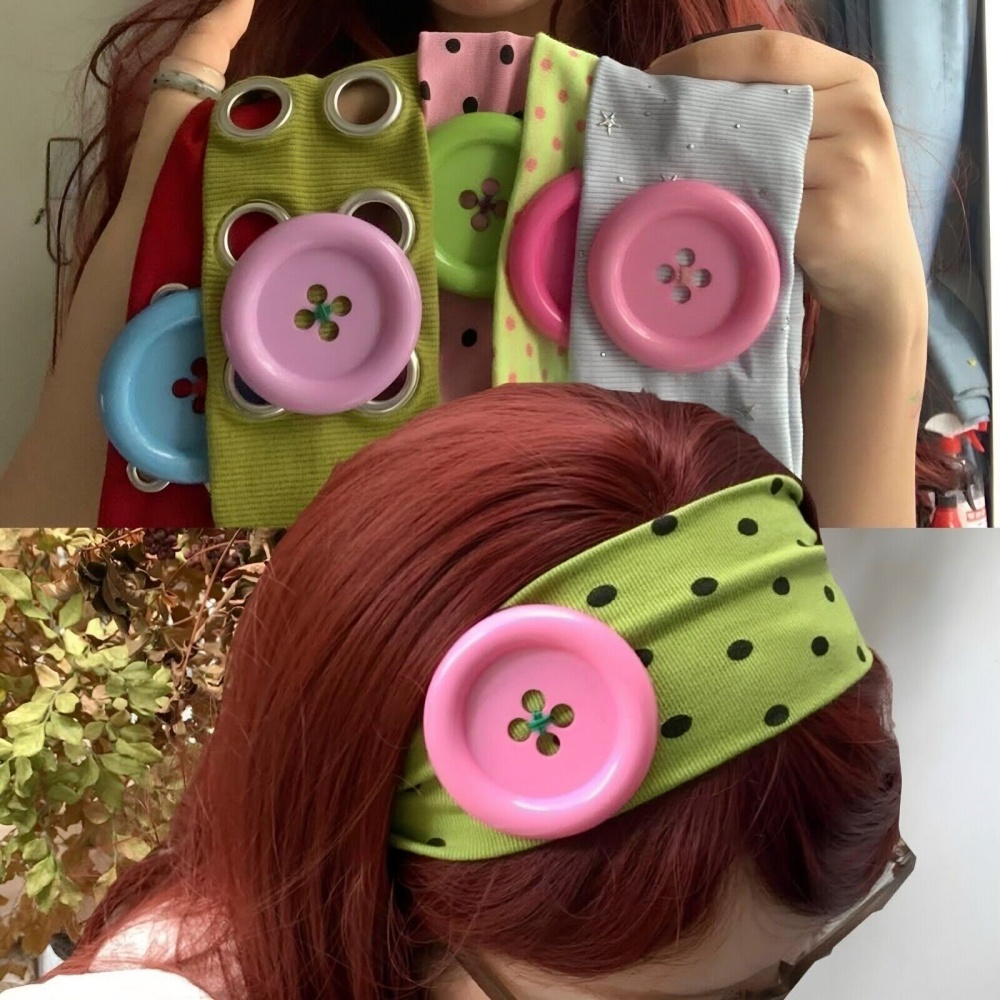 Large Button Polka Dot Headban - Photography Yoga avaliação e preço