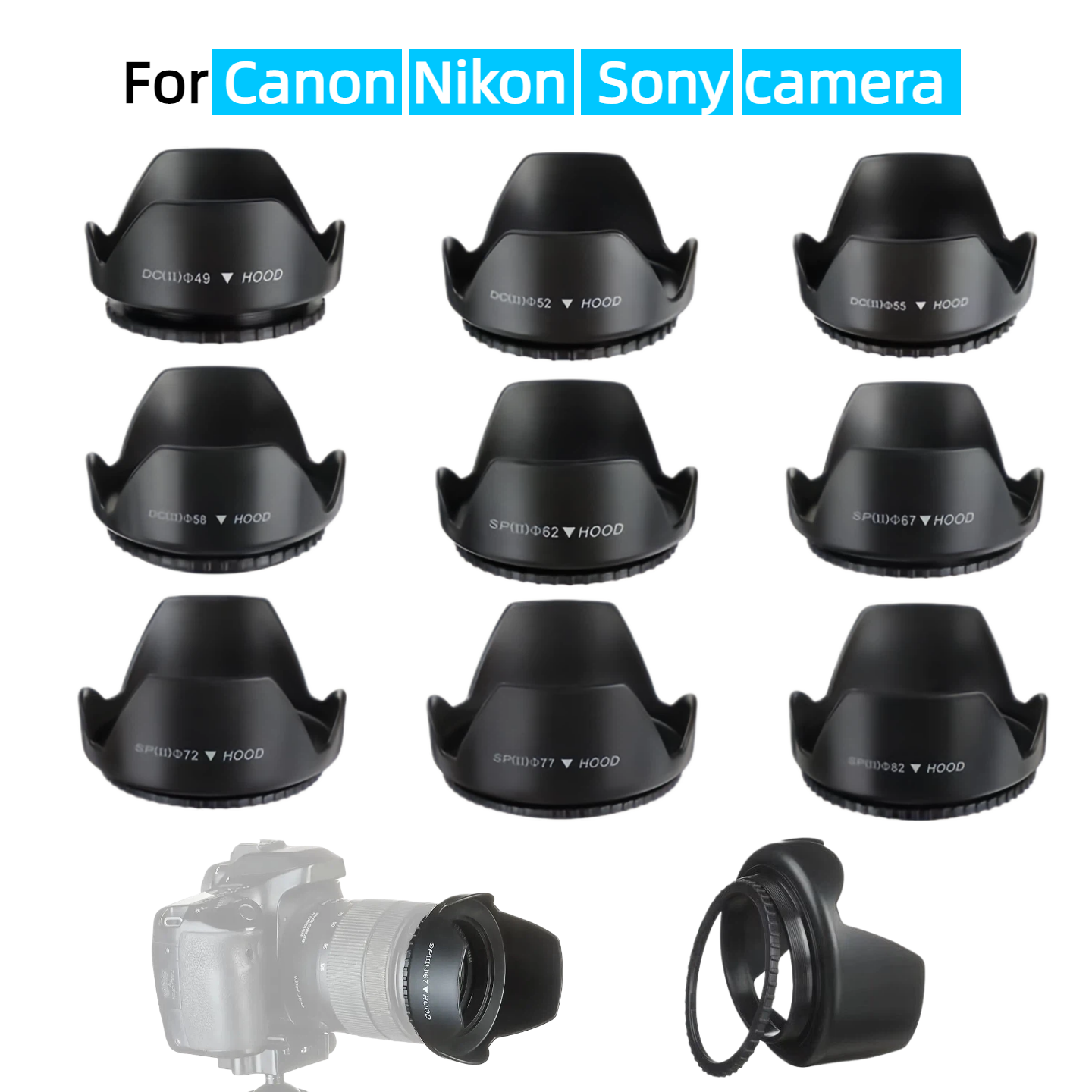 Lens Hood 49mm 52mm 55mm 58mm  - Lens Hood Petal avaliação e preço