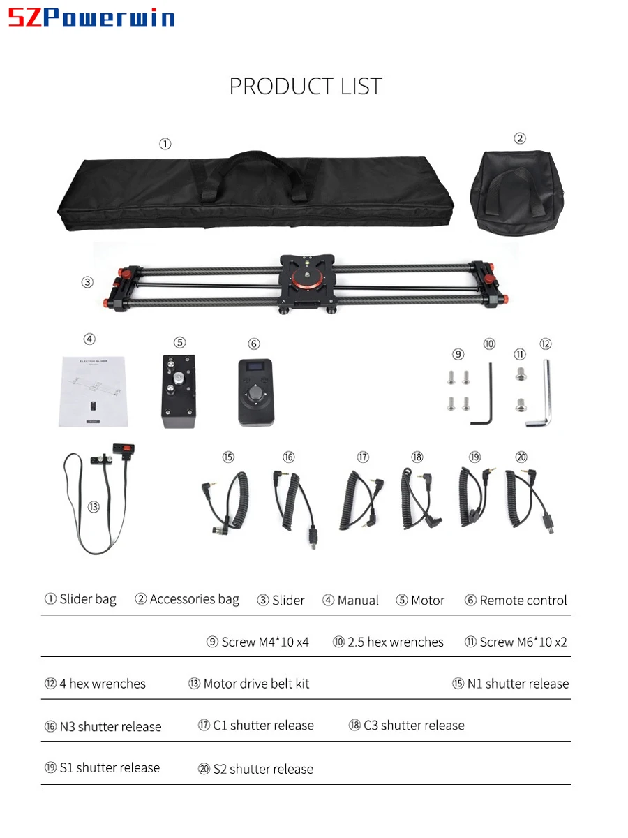 SZPowerwin 80CM Professional E - Camera Slider Rail avaliação e preço