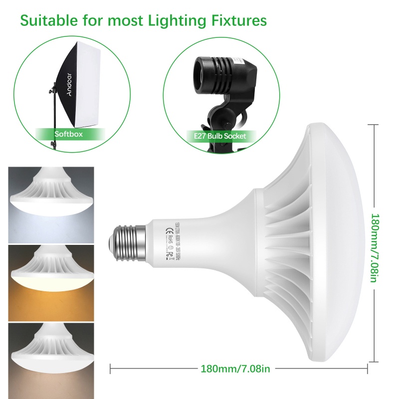 Andoer 150W LED Light Bulb Pho - Photography Bulb avaliação e preço