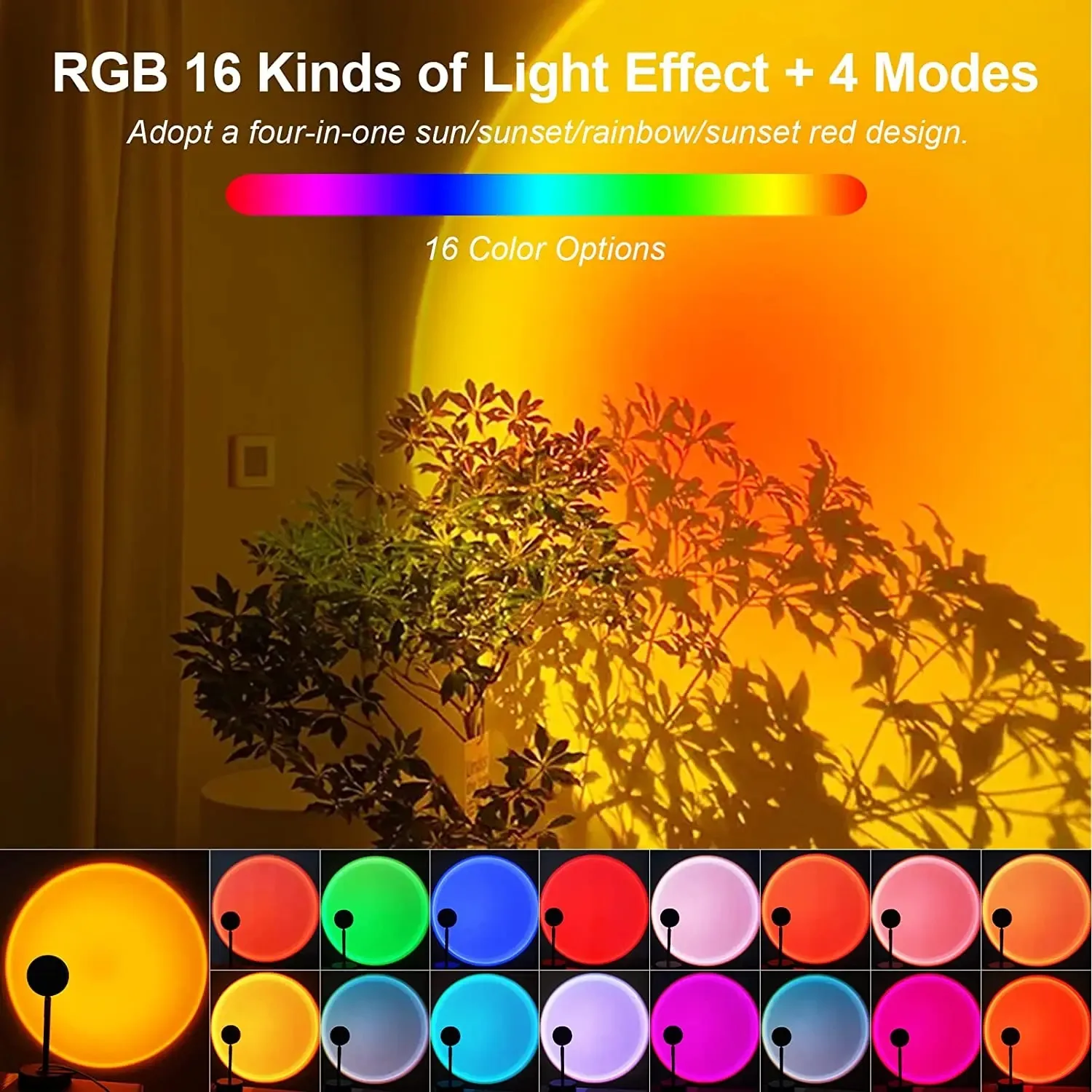 16 Color Sunset Lamp,RGB Mood  - Photography Bulb avaliação e preço